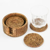 Porta-Copos Redondos em Rattan Natural com Suporte