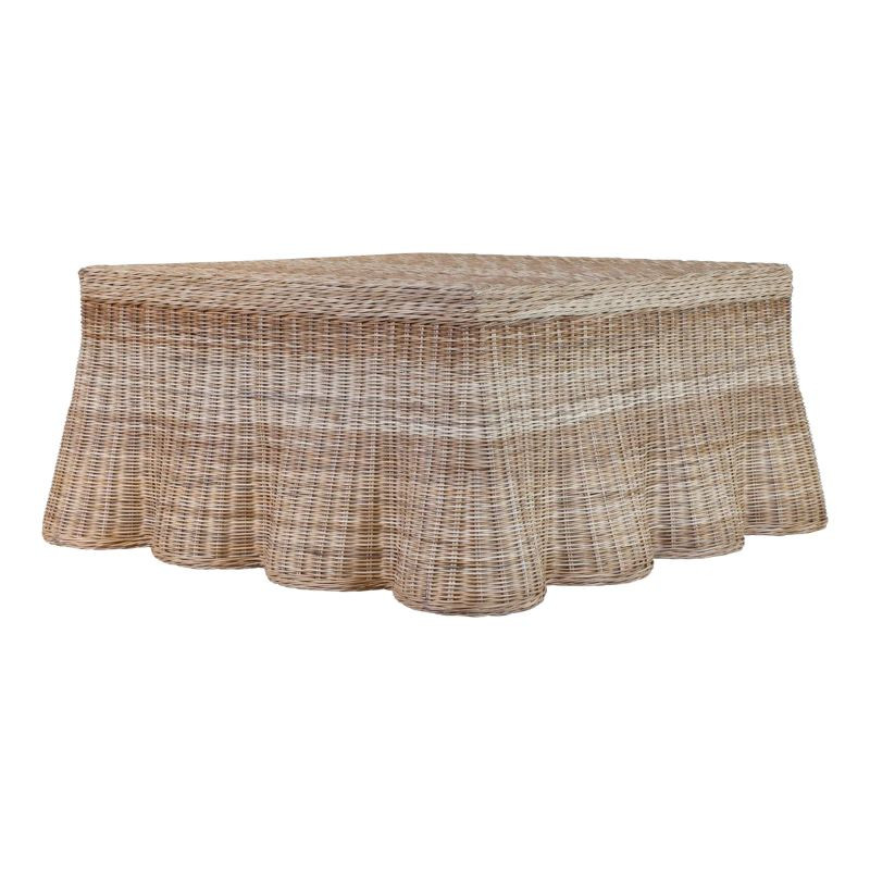 Mesa de Centro em Rattan Natural com Design Ondulado