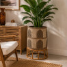 Cachepot Artesanal em Fibra Natural com Base em Rattan – ISHELA