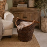 Cesta Decorativa em Rattan Natural com Alça de Madeira – ISHELA