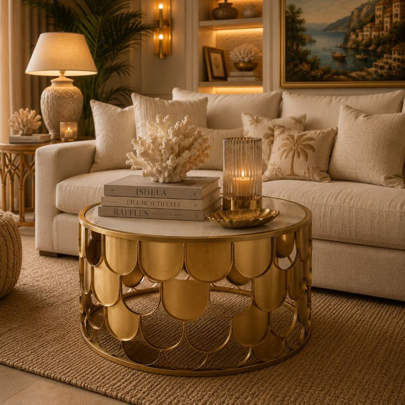 Mesa de Centro Dourada Monaco