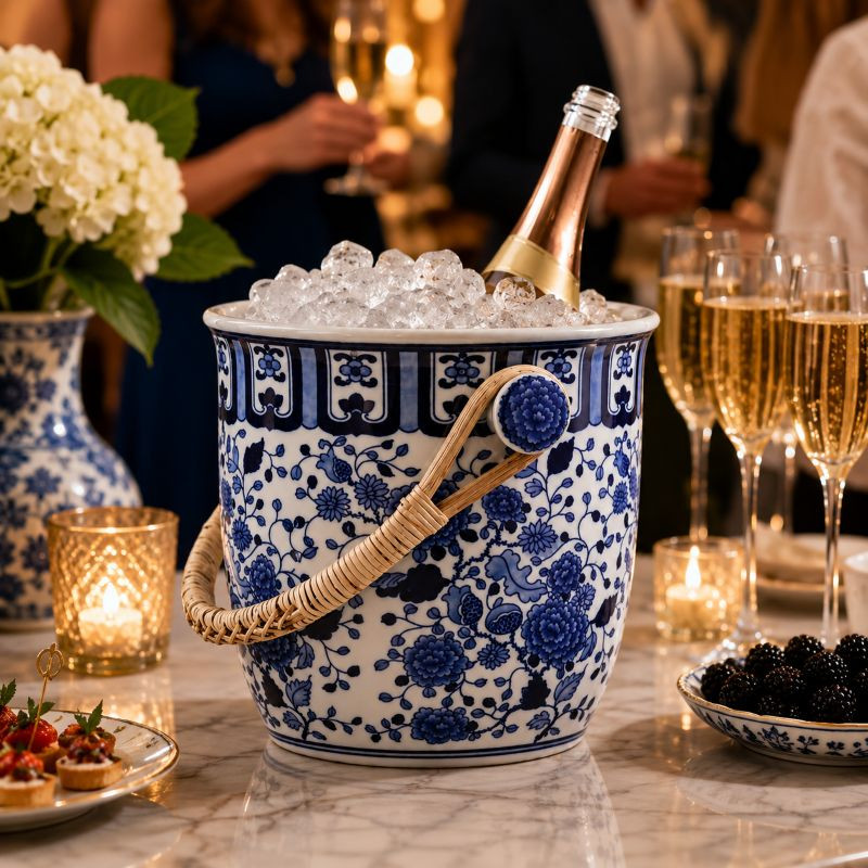 Balde de Gelo Chinoiserie Bleu