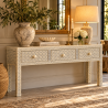 Aparador/Console de Madeira com Marchetaria em Osso – 3 Gavetas | Design Sofisticado