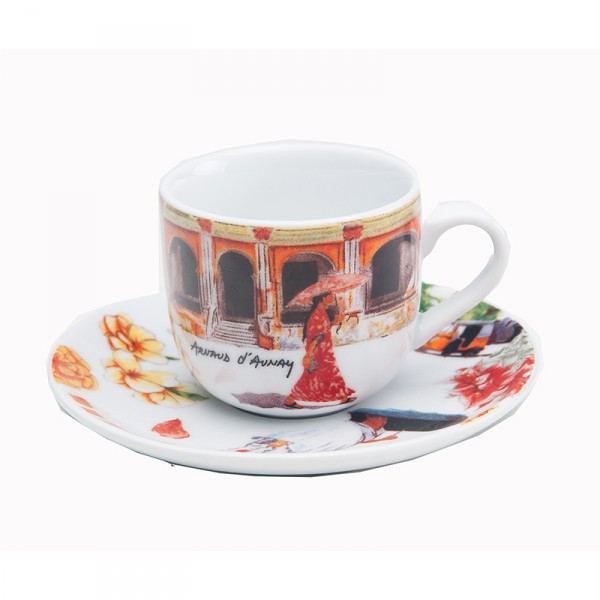 Jogo de 6 pçs de Xícara e Pires Caminho das Índias