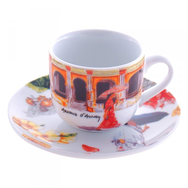 Jogo de 6 pçs de Xícara e Pires Caminho das Índias