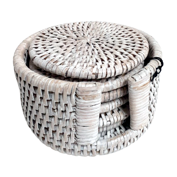 Rattan Porta Copo Branco