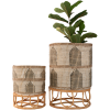 Cachepot Artesanal em Fibra Natural com Base em Rattan – ISHELA