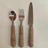 Conjunto de Talheres com Cabo de Rattan Trançado