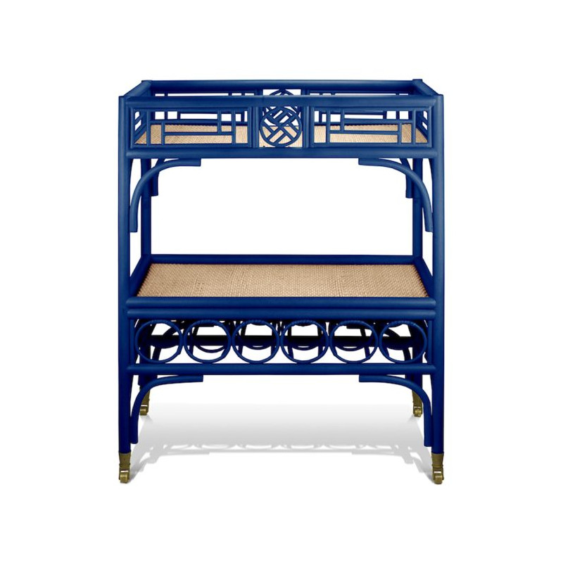 Mesa de Apoio/Bar em Rattan com Duas Prateleiras