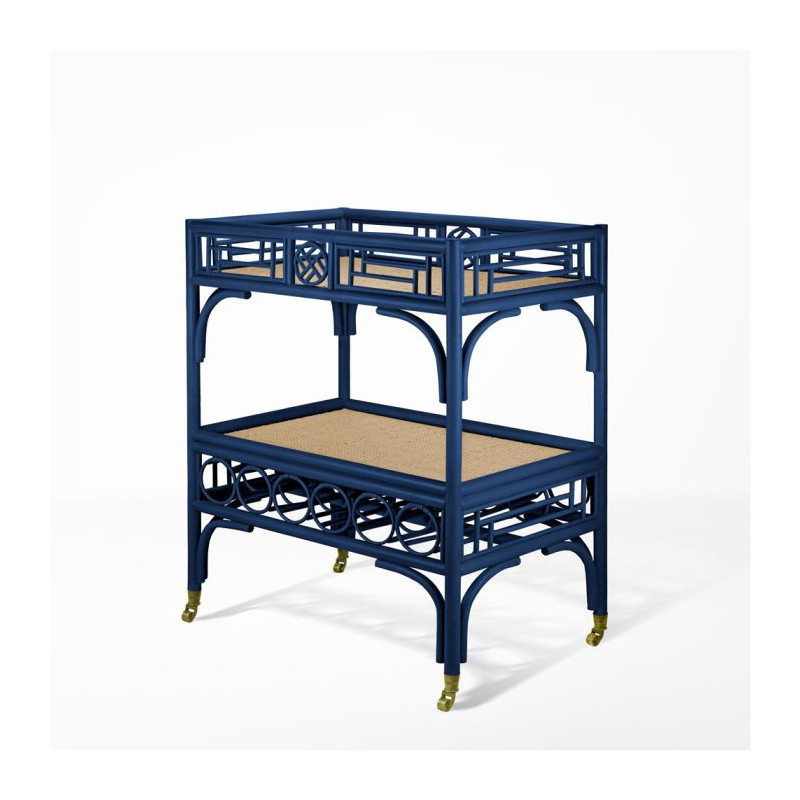 Mesa de Apoio/Bar em Rattan com Duas Prateleiras