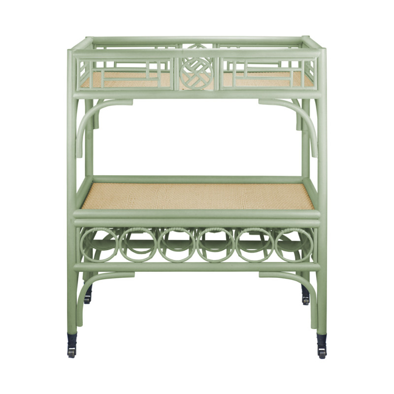 Mesa de Apoio/Bar em Rattan com Duas Prateleiras