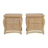 Mesa Lateral de Cama de Rattan com Dois Gavetas