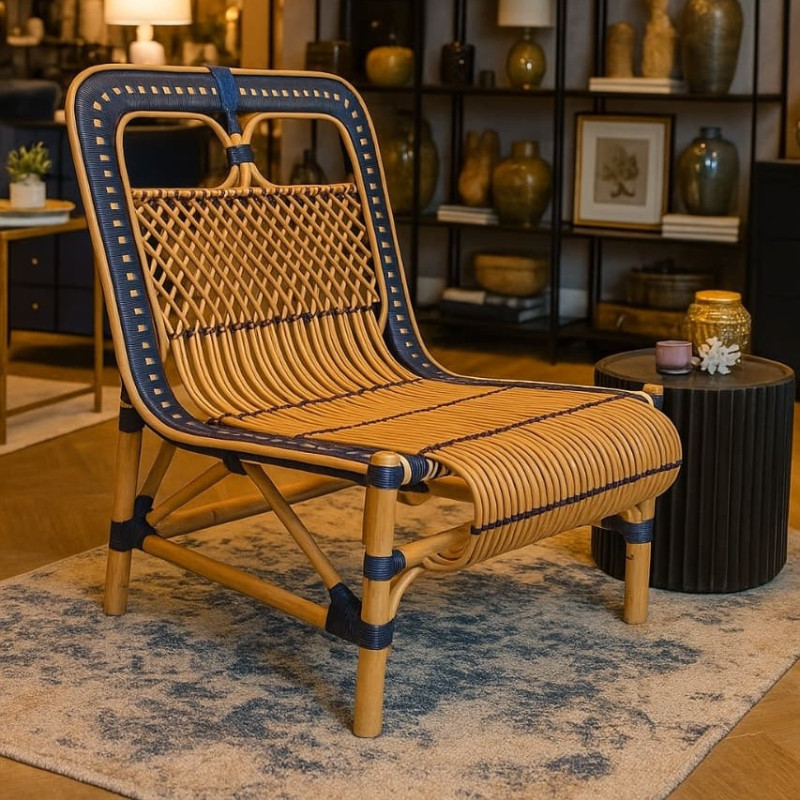 Poltrona Lounge da Ishela em Rattan Natural – Conforto e Elegância Atemporal